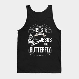 This Girl Runs On Jesus And Butterfly Costume Gift Tank Top